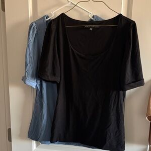 White House Black Market Black Scoop Neck Short Sleeve Tees - bundle of two